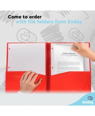 Poly 8 Pocket Folder With Front view Letter Legal Document Organizer Perfect for Office, College, School and More (Red) - by Emraw