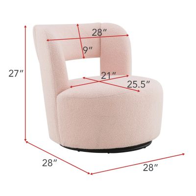 Streamdale Teddy Fabric Swivel Barrel Chair, Comfy for Living Room and Bedroom