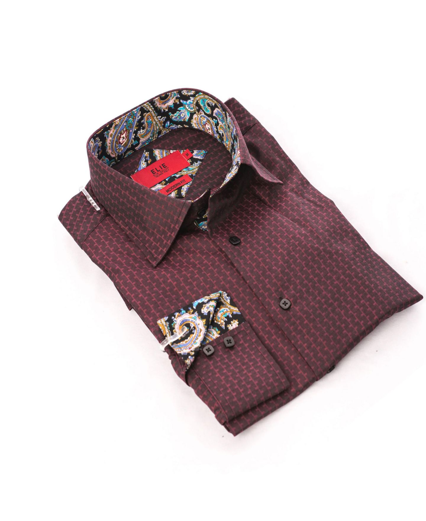 Рубашка Elie Balleh Wine Button-Down Slim Fit Shirt для мальчиков, цвет: Винный — фото 2