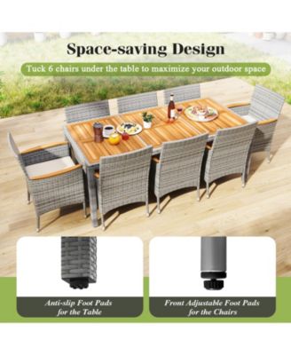 9 Pieces Patio PE Wicker Dining Set for Deck  Garden and Yard