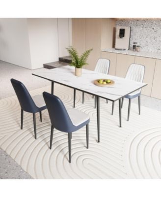 Streamdale 6-Piece MDF & Metal Dining Set – Expandable Table, Cushioned Chairs, Anti-Slip Legs, Space-Saving Design