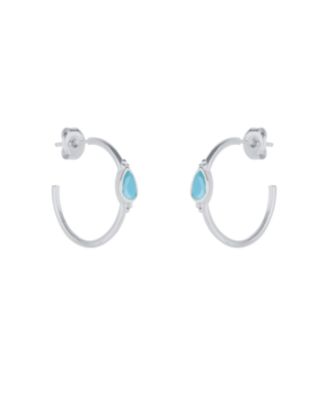 Spero London Drop Turquoise Solitaire Earrings Sterling Silver - Turquoise - Silver 78$