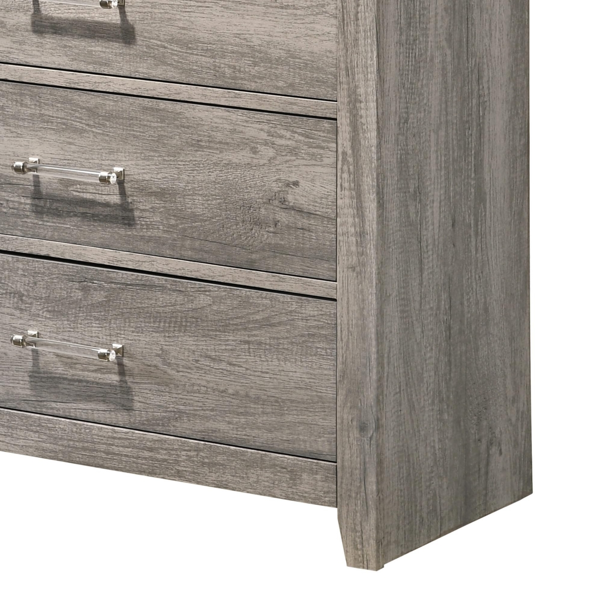 Kings Brand Furniture Harmony 5 Wood Drawer Chest Dresser for Bedroom - Tall & Modern Storage Organizer, Light Oak Gray