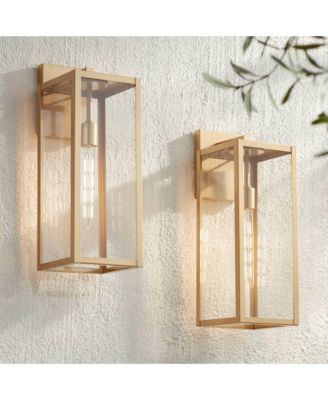 Rectangular Frame 20 1/4" Clear Glass for Post Exterior Barn Titan Set of 2 Modern Outdoor Wall Light Fixtures