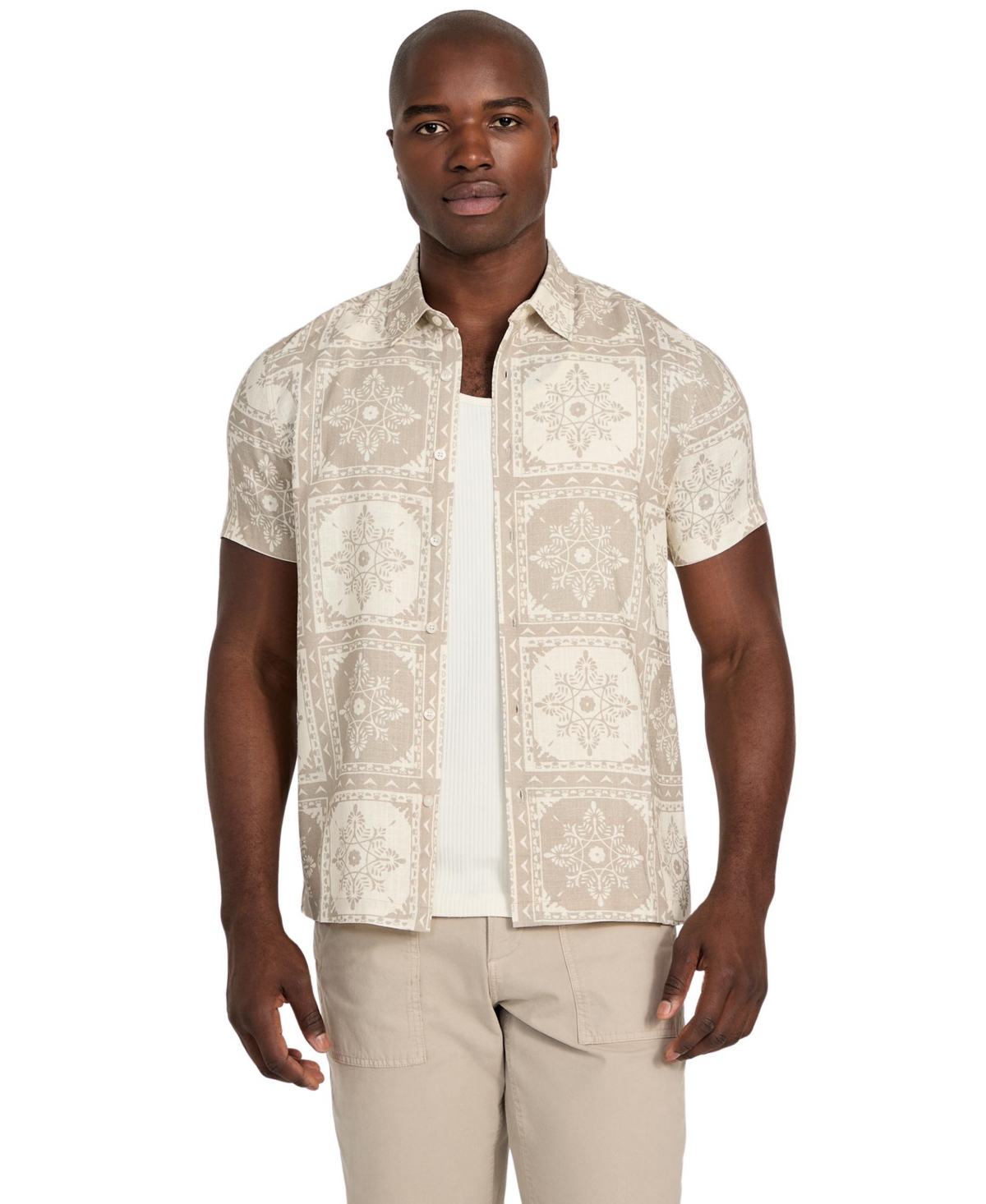 Men's Mosley Tile Print Shirt - Pasadena stone