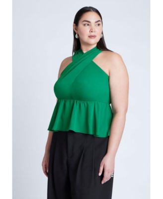 Women's Plus Size Halter Top With Peplum