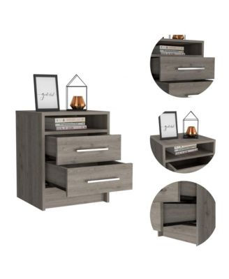 Modern Nightstand with Open Shelf and 2 Drawers – Bedside Table