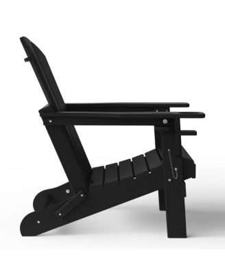 Outdoor Patio HDPE Resin Folding Adirondack Chairs With Cup Holder and Phone Holder (Set of Four