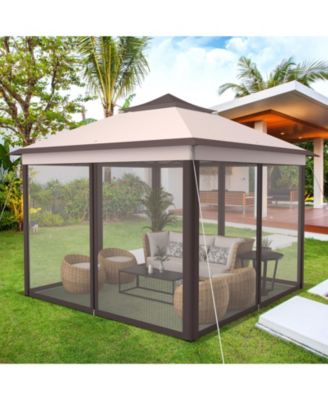 11 x 11 Feet 2-Tier Pop-Up Gazebo Tent Portable Canopy Shelter Carry Bag Mesh