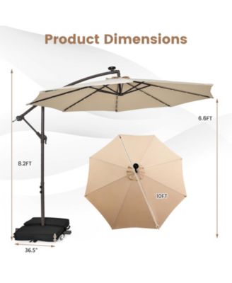 10 Ft Cantilever Umbrella with 32 LED Lights and Solar Panel Power