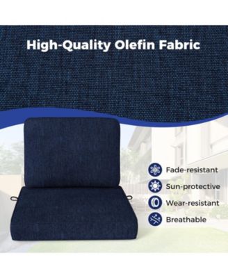 2-Pack Outdoor Patio Cushion Set with Removable Covers-Navy