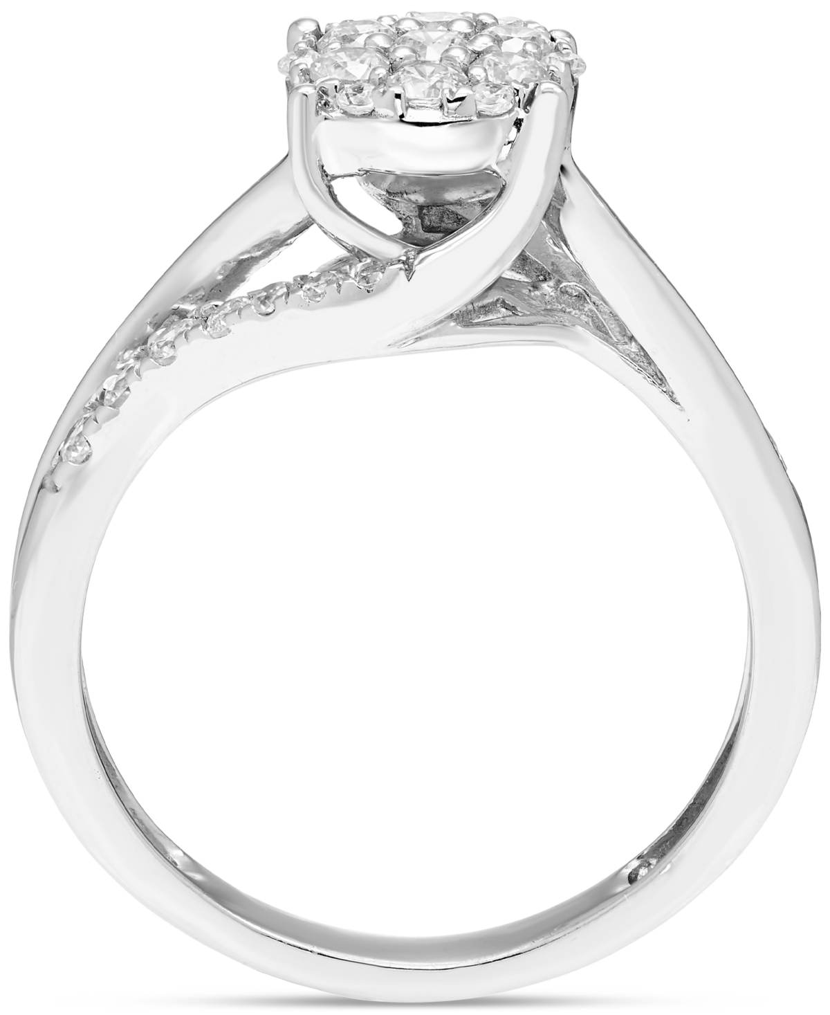 Macy's Diamond Cluster Ring (1/2 Ct. T.w.) In 10k White Gold In Metallic