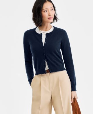 Women's 100% Cashmere Crewneck Cardigan, Macy's Exclusive