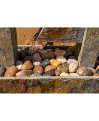 Zigzag Zen 49" High Large Modern Indoor Outdoor Decor Slate Stone Floor Fountain with Light LED Waterfall