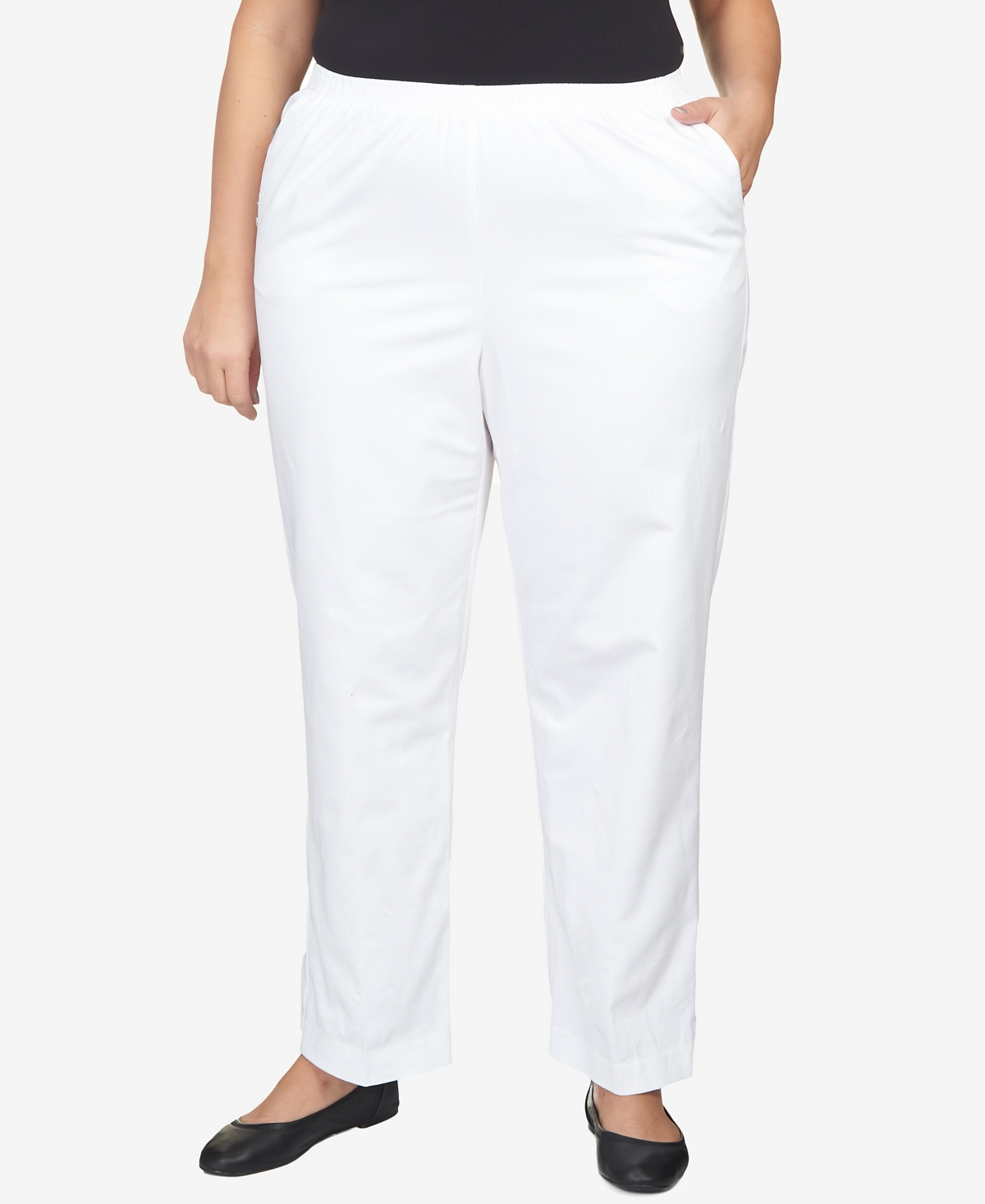 Alfred Dunner Plus Size Mid-rise Casual Pants In White