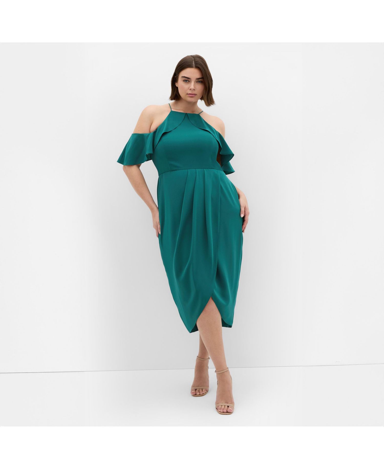 Women's Love Siren Ruffle Shoulder Dress