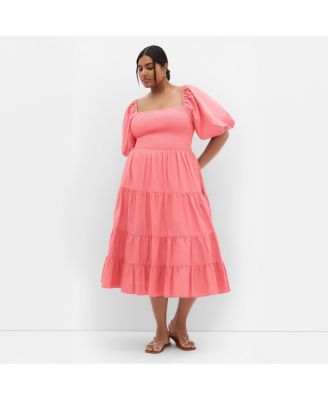 Plus Size Ariella Puff Sleeve Tier Dress