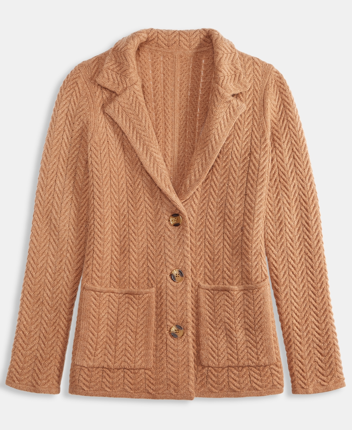 Charter Club Petite Herringbone-stitch Button-front Cashmere Jacket, Exclusively At Macy's