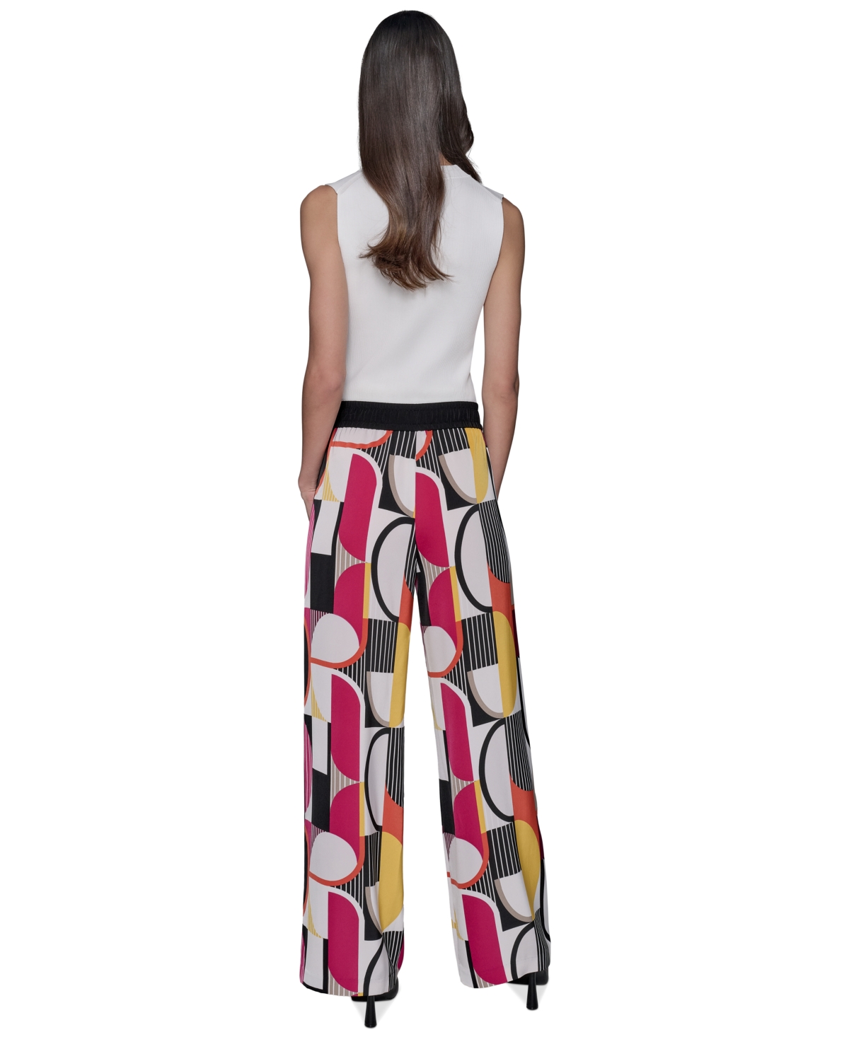 Karl Lagerfeld Women's Geo-print Pull-on Pants In Multi