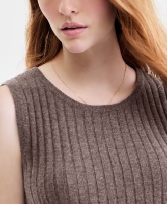 Petite Rib-Knit Cashmere Crewneck Tank Top, Exclusively at Macy's 