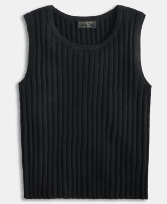 Petite Rib-Knit Cashmere Crewneck Tank Top, Exclusively at Macy's 