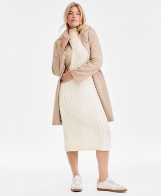 Women's 100% Cashmere Cable-Knit Mock Neck Midi Dress, Macy's Exclusive