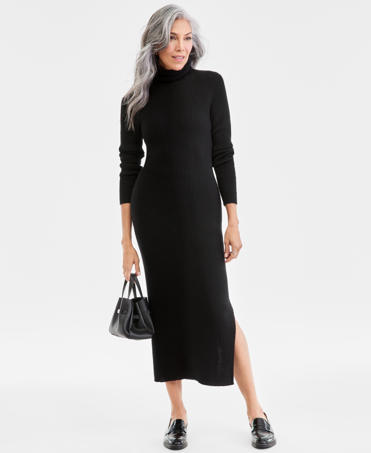 Charter Club Women's 100% Cashmere Turtleneck Midi Sweater Dress, Macy's Exclusive