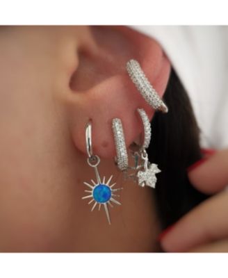 Blue Opal Northernstar Drop Hoop Earring Sterling Silver