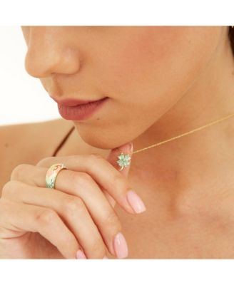 Four Leaf Clover Sterling Silver Necklace - Green