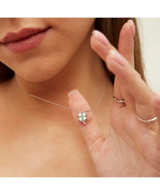 Four Leaf Clover Sterling Silver Necklace - Green