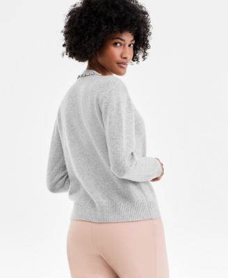 Women's 100% Cashmere V-Neck Rhinestone Cardigan, Macy's Exclusive