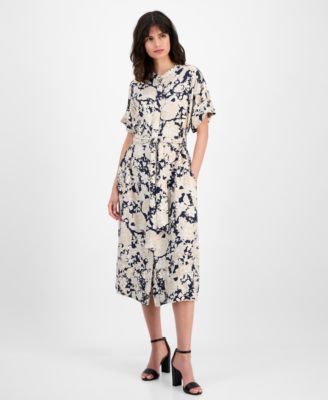 Nautica Jeans - Women's Short-Sleeve Belted Mid Dress
