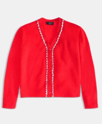Women's 100% Cashmere V-Neck Rhinestone Cardigan, Macy's Exclusive