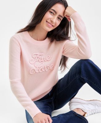 Charter Club - Women's 100% Cashmere Love Embroidered Sweater