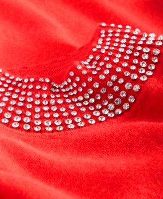 Women's 100% Cashmere Rhinestone Mock Neck Sweater, Macy's Exclusive