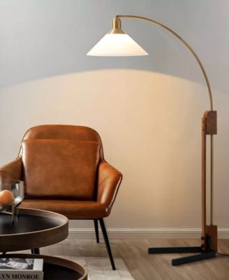 60" Wood Melmar Lucite Arc Floor Lamp