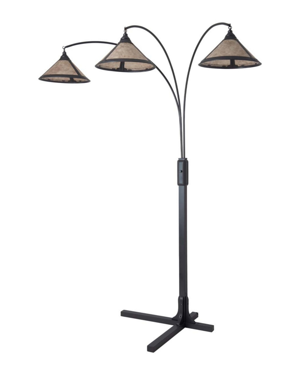 Nova Of California 86" Wood Natural Mica 3 Light Arc Floor Lamp