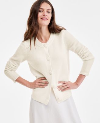 Women's 100% Cashmere Chunky Crewneck Cardigan, Macy's Exclusive
