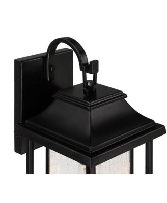 Cecile 15 1/4" High Mission Country Traditional Outdoor Wall Light Fixture Mount Porch House Exterior Outside Box Lantern Black Clear Seeded Glass Shade Front Door Patio Garage Home - John Timberland