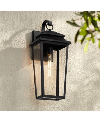 Bellis Verde 20" High Traditional Outdoor Wall Light Fixture Mount Porch House LED Bulb Textured Black Glass Shade