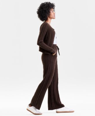 Women's 100% Cashmere Cable-Knit Pull-On Pants, Macy's Exclusive