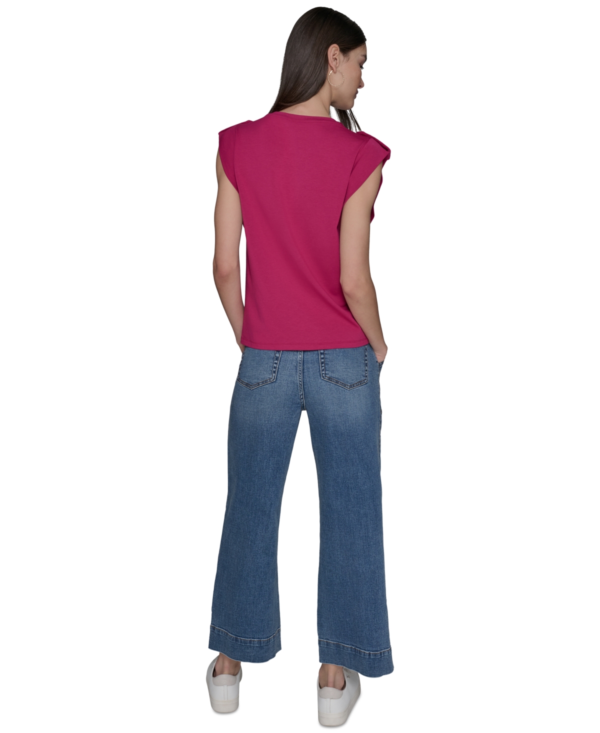 Karl Lagerfeld Plus Size C'est La Vie Extended-shoulder Top In Pink