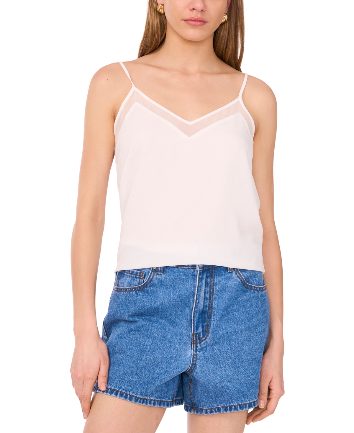 1.state Women's Spaghetti Strap Chiffon-trim Camisole