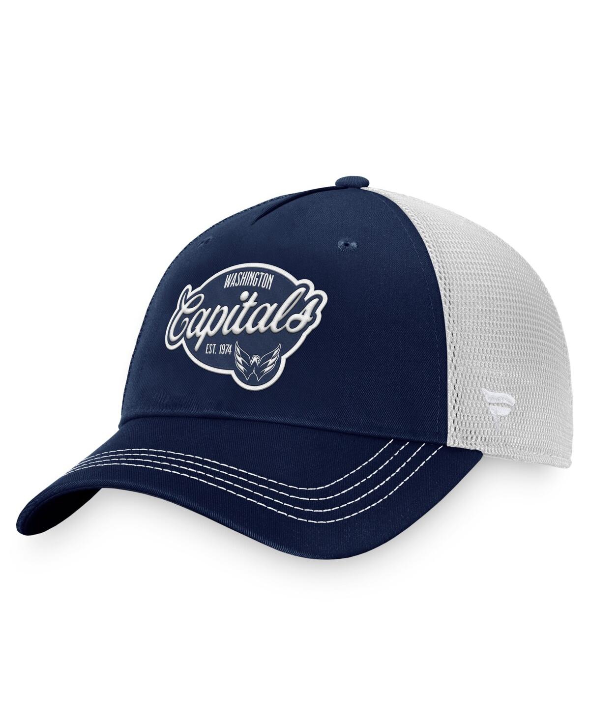 Fanatics Women's Navy/white Washington Capitals Fundamental Trucker Adjustable Hat