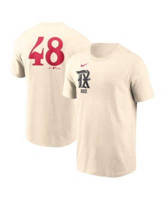 Nike - Men's Jacob deGrom&nbsp;Cream Texas Rangers City Connect Fuse Name Number T-Shirt