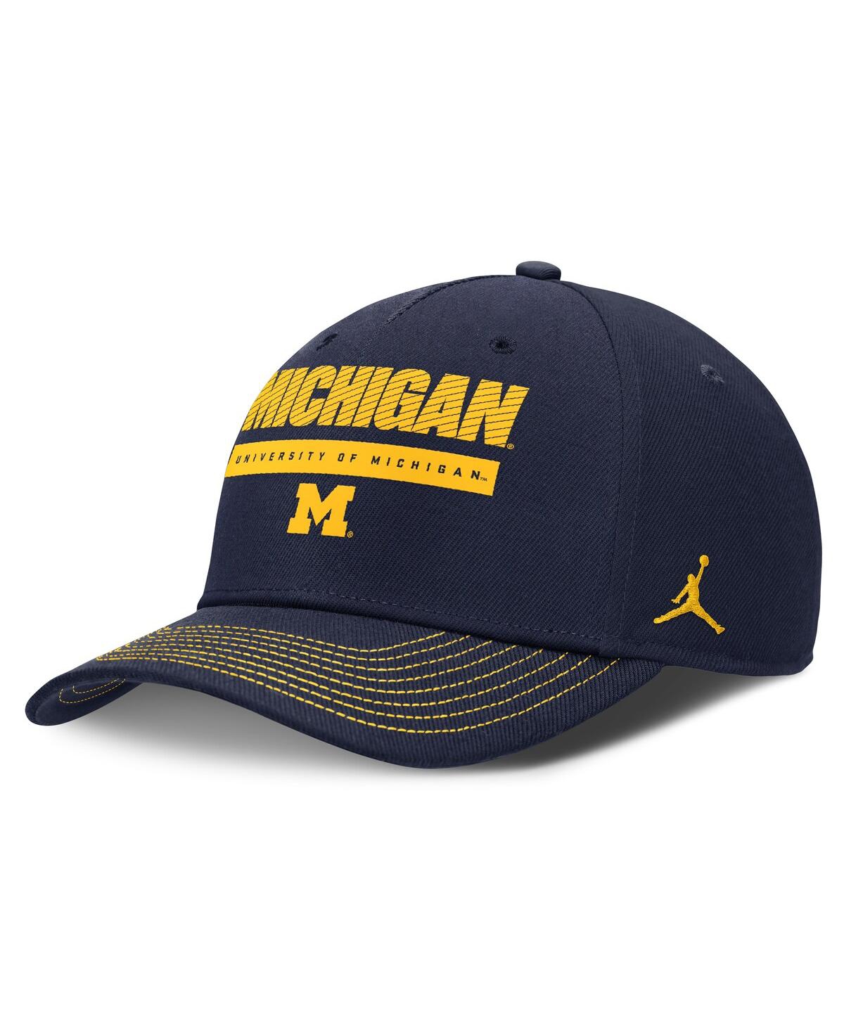 JORDAN MEN'S NAVY MICHIGAN WOLVERINES RISE ADJUSTABLE HAT 