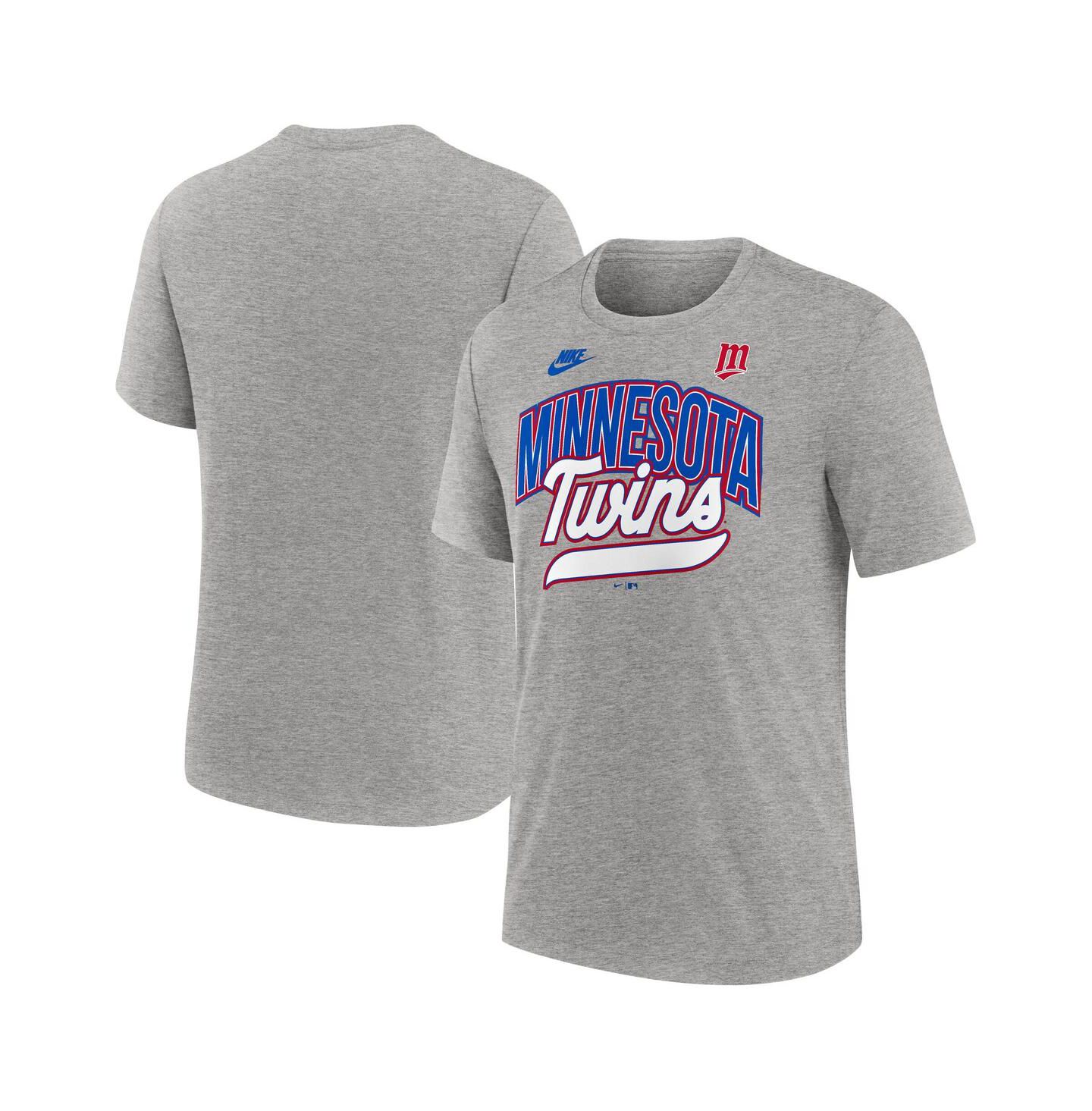 Мужская футболка Nike Heather Gray Minnesota Twins Cooperstown Collection Retro Tri-Blend — фото 1