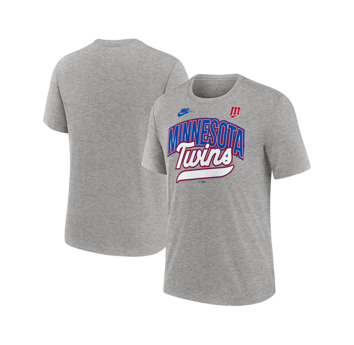 Men's Heather Gray Minnesota Twins Cooperstown Collection Retro Tri-Blend T-Shirt