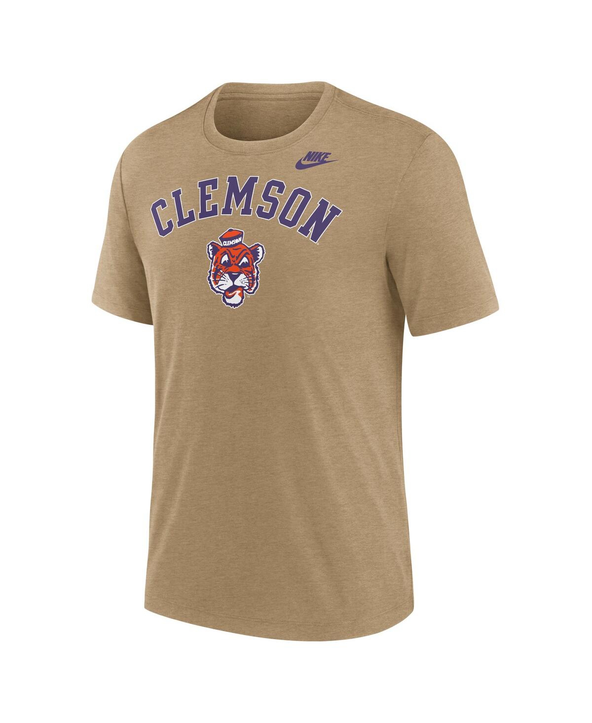 Nike Heather Light Brown Clemson Tigers Legacy Arch Tri-blend T-shirt In Brown