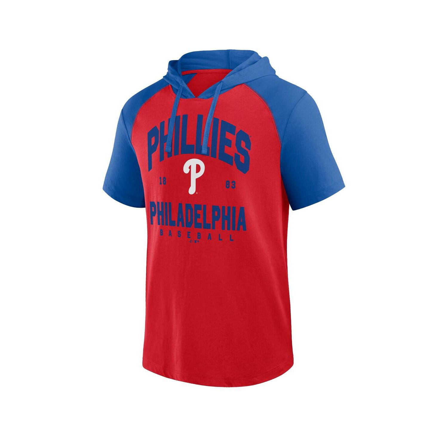 Men's Red Philadelphia Phillies Prime Raglan Short Sleeve Hoodie T-Shirt